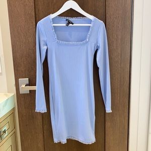 Blue bodycon square neck dress. WORN 1x